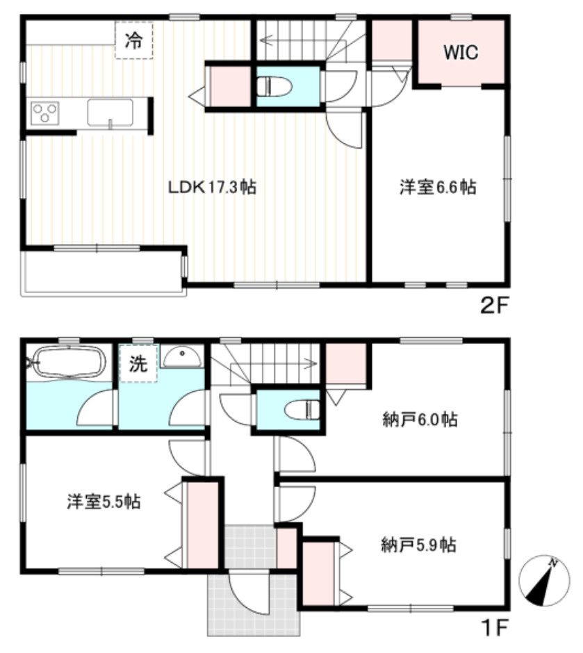 横浜市旭区上白根1丁目 新築戸建て【仲介手数料無料】の間取り