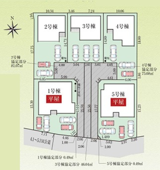 玉村町板井　新築住宅全5棟の区画図|「初めまして！」が集まる分譲地。たくさんの子供たちが年齢を問わずに、仲良く一緒に成長できるのは大型分譲地の特徴ですね。