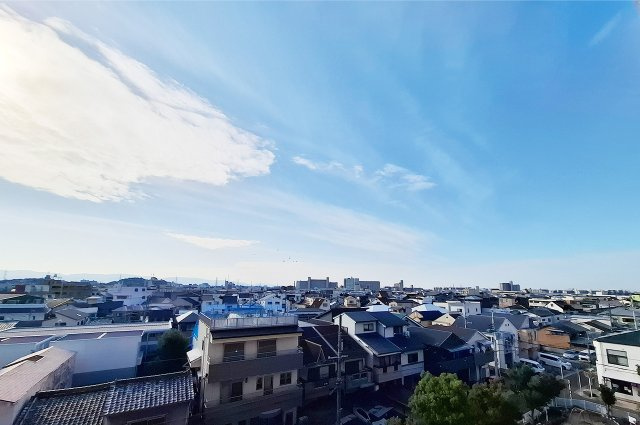 堺東グリーンハイツの展望|バルコニーからの眺望：遠くまで見渡せます。