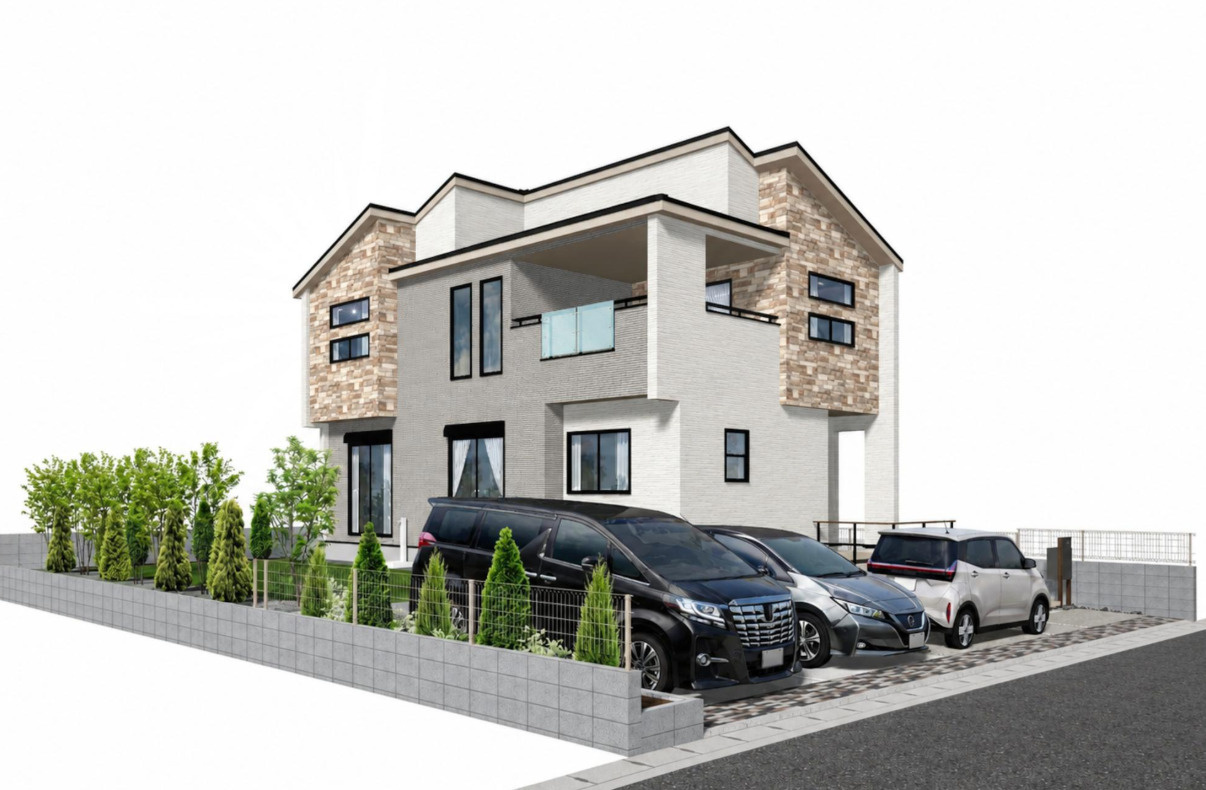 横浜市金沢区釜利谷西6丁目 新築戸建て【仲介手数料無料】カースペース3台の外観パース