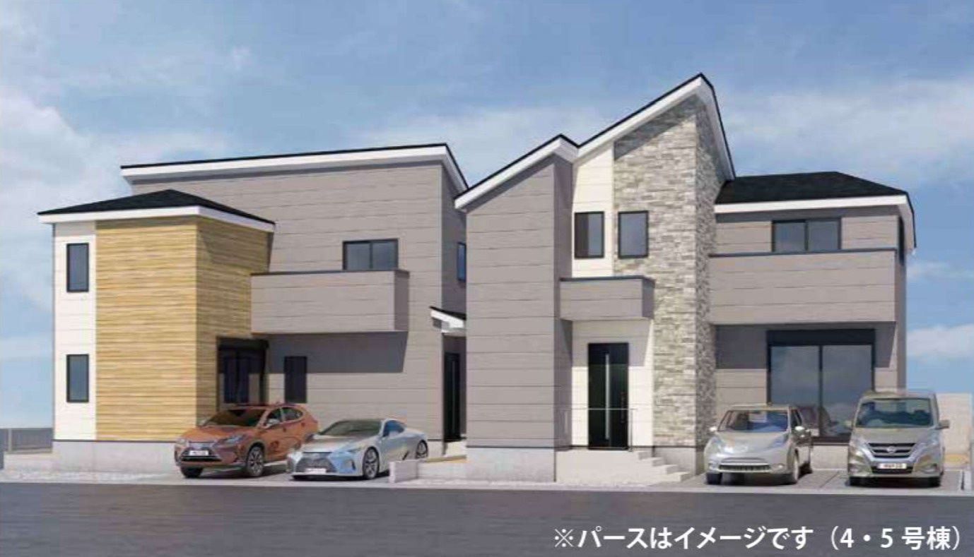 横浜市港南区日野中央2丁目 新築戸建て【仲介手数料無料】カースペース2台の外観パース