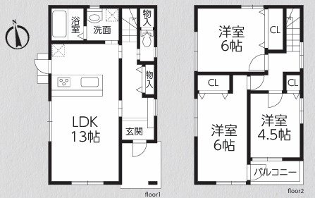 茅ヶ崎市中島　中古戸建の間取り